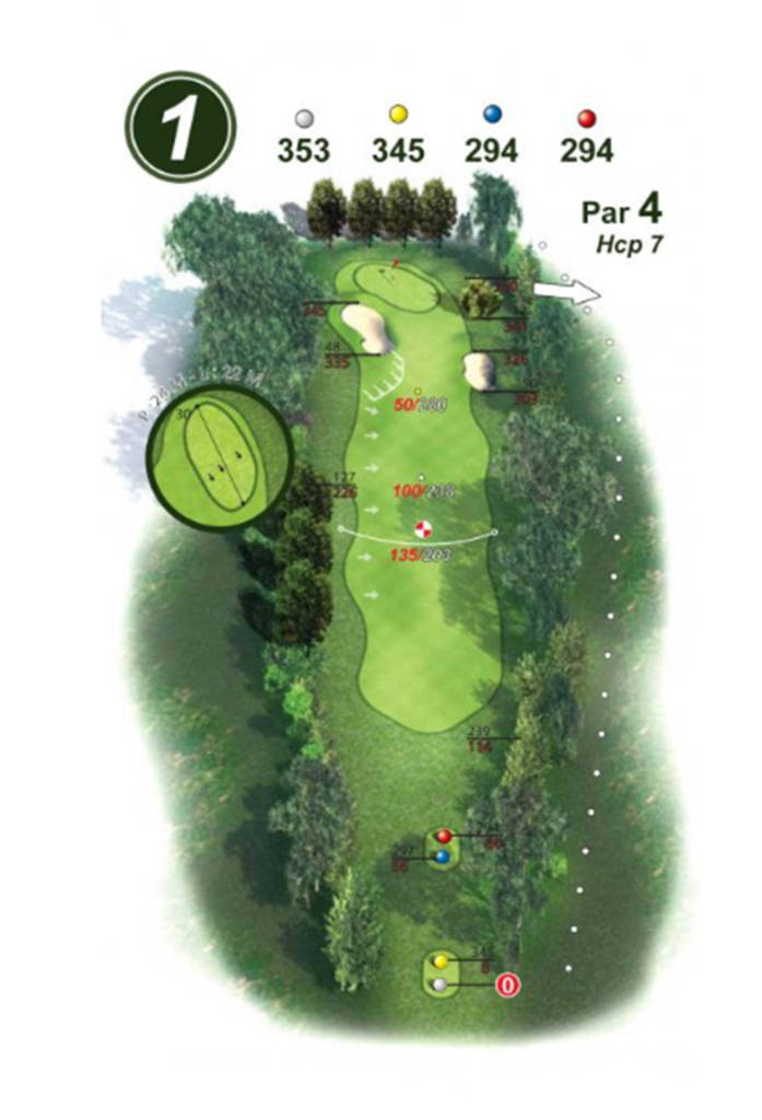 plan du trou 1 golf Villarceaux