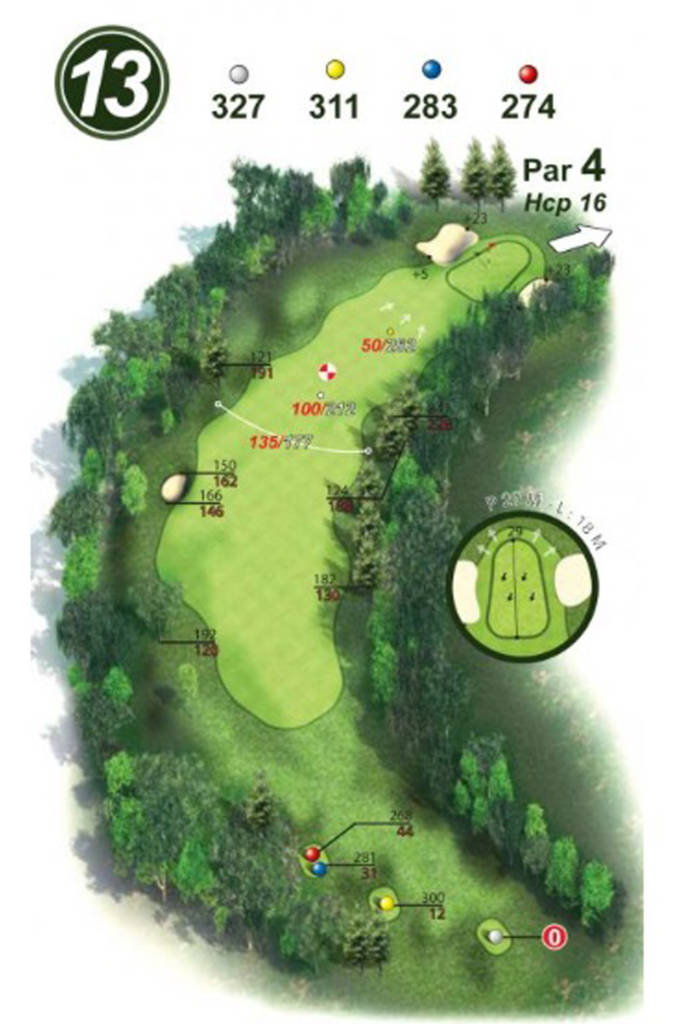 plan du trou 13 golf Villarceaux