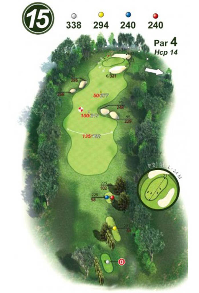 plan du trou 15 golf Villarceaux