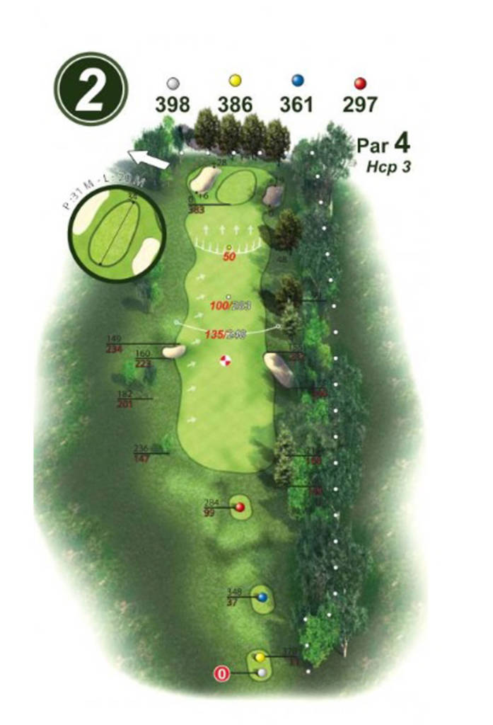 plan du trou 2 golf Villarceaux