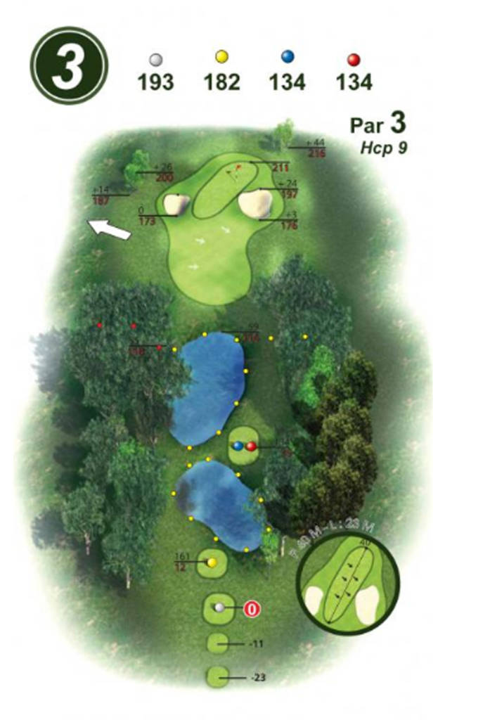 plan du trou 3 golf Villarceaux
