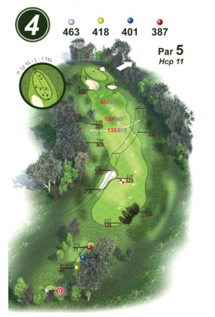 plan du trou 4 golf Villarceaux