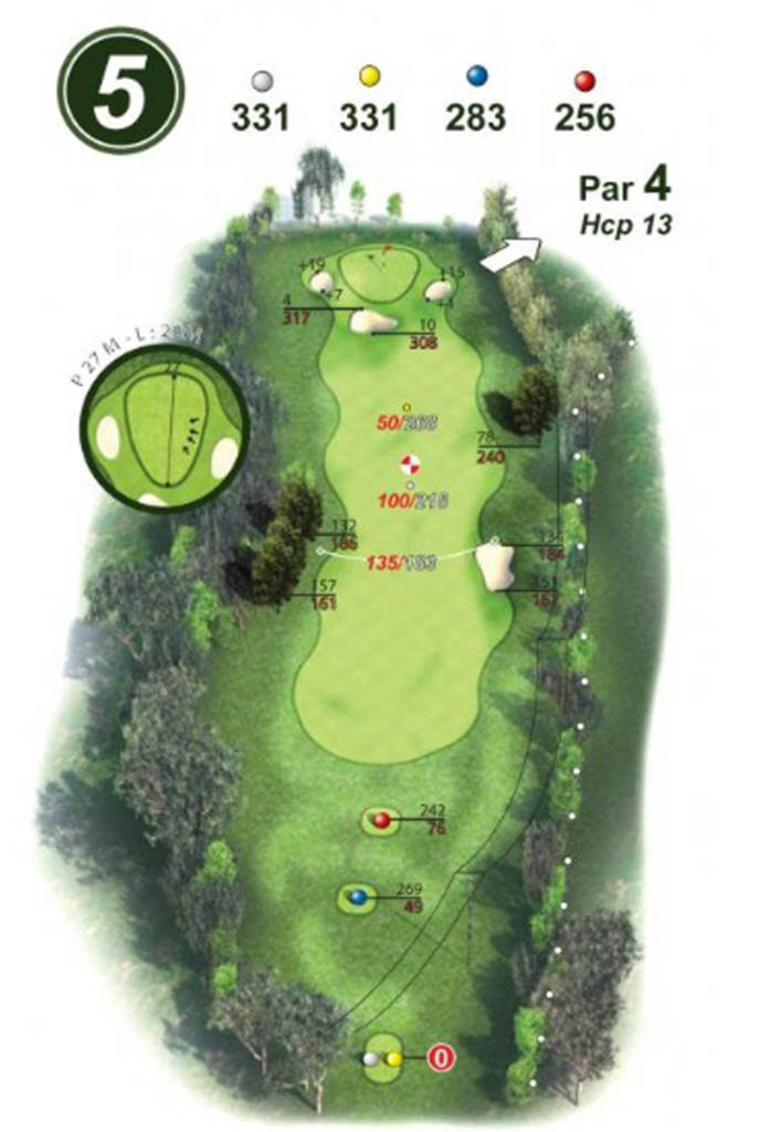 plan du trou 5 golf Villarceaux