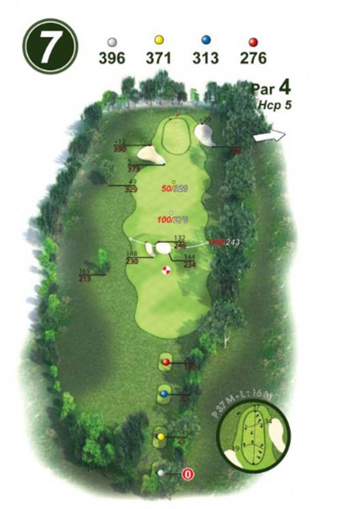 plan du trou 7 golf Villarceaux