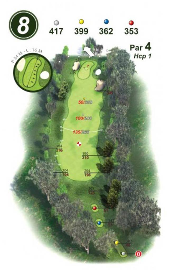 plan du trou 8 golf Villarceaux
